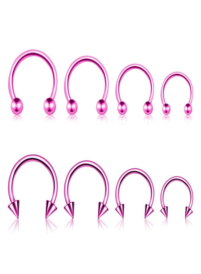 BLISI 8PCS Titanium Pink Septum Rings 16g Septum Jewelry 6mm/8mm/10mm/12mm Smiley Piercing Jewelry Horseshoe Earrings Septum Nose Rings - Image 1